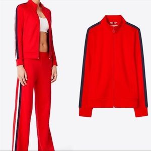 Tory Sport Double Stripe Zip Up Track Jacket Red White Blue Size Medium